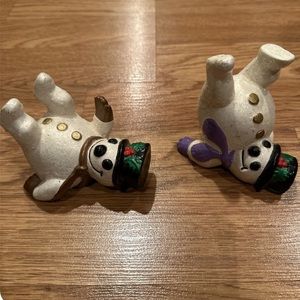 Vintage Handpainted Christmas Ceramic Snowman Figurines